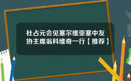 杜占元会见塞尔维亚塞中友协主席翁科维奇一行【推荐】