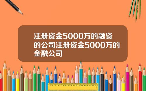 注册资金5000万的融资的公司注册资金5000万的金融公司