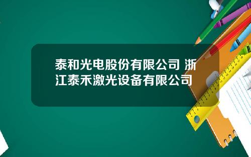 泰和光电股份有限公司 浙江泰禾激光设备有限公司