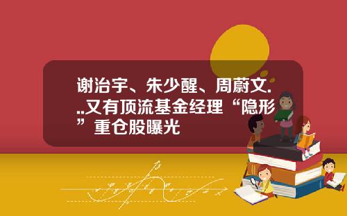 谢治宇、朱少醒、周蔚文...又有顶流基金经理“隐形”重仓股曝光
