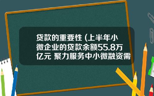 贷款的重要性 (上半年小微企业的贷款余额55.8万亿元 聚力服务中小微融资需求)_1