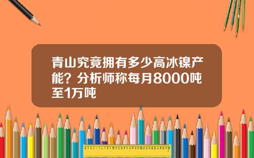 青山究竟拥有多少高冰镍产能？分析师称每月8000吨至1万吨