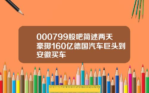 000799股吧简述两天豪掷160亿德国汽车巨头到安徽买车