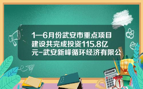 1—6月份武安市重点项目建设共完成投资115.8亿元-武安新峰循环经济有限公司