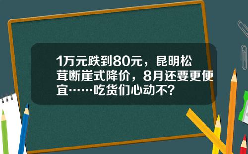 1万元跌到80元，昆明松茸断崖式降价，8月还要更便宜……吃货们心动不？