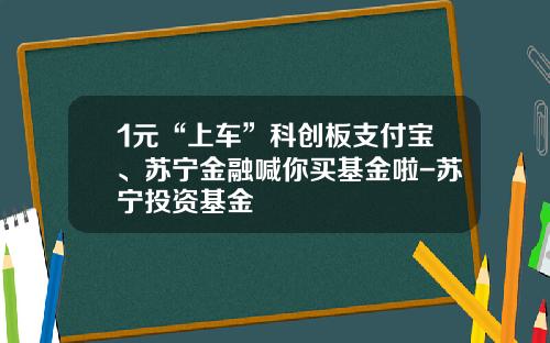 1元“上车”科创板支付宝、苏宁金融喊你买基金啦-苏宁投资基金