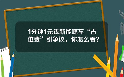 1分钟1元钱新能源车“占位费”引争议，你怎么看？