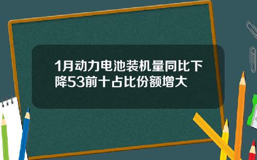 1月动力电池装机量同比下降53前十占比份额增大