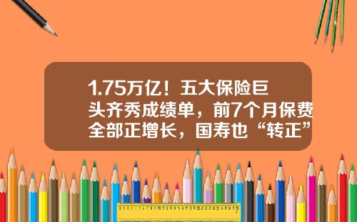1.75万亿！五大保险巨头齐秀成绩单，前7个月保费全部正增长，国寿也“转正”了-五大保险一年要交费多少