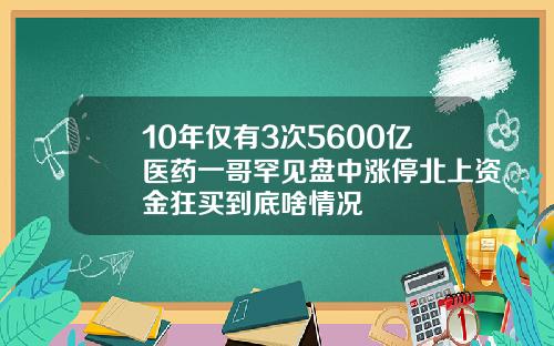 10年仅有3次5600亿医药一哥罕见盘中涨停北上资金狂买到底啥情况