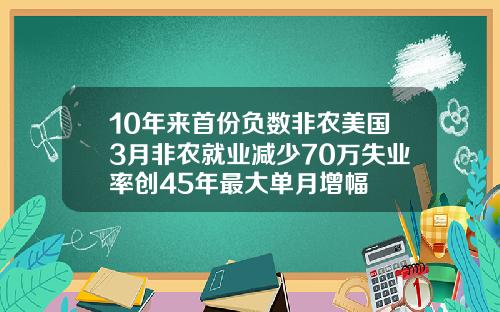 10年来首份负数非农美国3月非农就业减少70万失业率创45年最大单月增幅