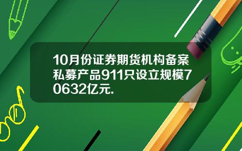 10月份证券期货机构备案私募产品911只设立规模70632亿元.