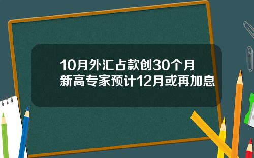 10月外汇占款创30个月新高专家预计12月或再加息