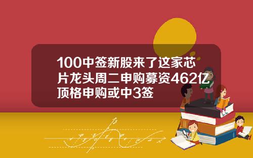 100中签新股来了这家芯片龙头周二申购募资462亿顶格申购或中3签