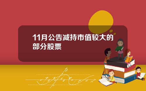 11月公告减持市值较大的部分股票