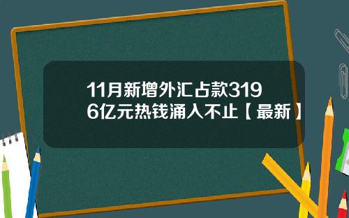 11月新增外汇占款3196亿元热钱涌入不止【最新】