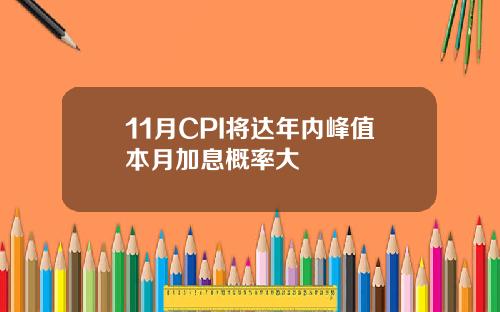 11月CPI将达年内峰值本月加息概率大