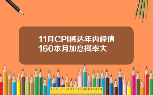 11月CPI将达年内峰值160本月加息概率大