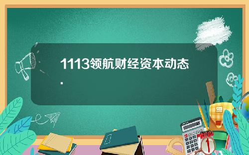 1113领航财经资本动态.