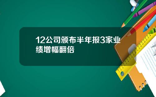 12公司颁布半年报3家业绩增幅翻倍