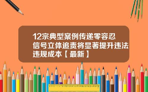 12宗典型案例传递零容忍信号立体追责将显著提升违法违规成本【最新】