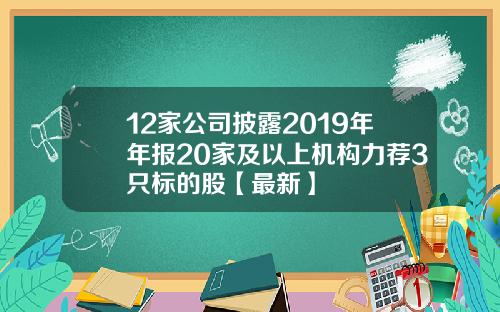 12家公司披露2019年年报20家及以上机构力荐3只标的股【最新】