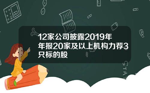 12家公司披露2019年年报20家及以上机构力荐3只标的股