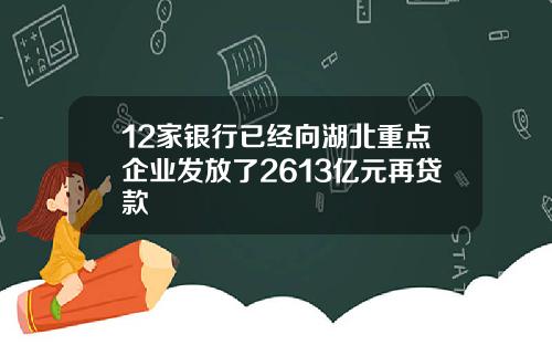 12家银行已经向湖北重点企业发放了2613亿元再贷款