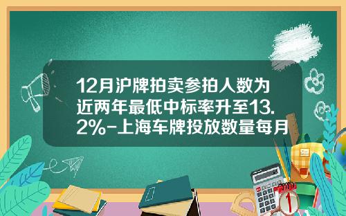 12月沪牌拍卖参拍人数为近两年最低中标率升至13.2%-上海车牌投放数量每月多少【新闻】