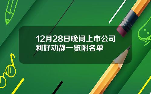 12月28日晚间上市公司利好动静一览附名单
