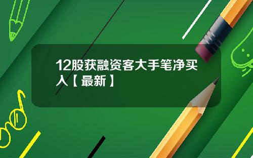 12股获融资客大手笔净买入【最新】