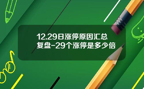 12.29日涨停原因汇总复盘-29个涨停是多少倍