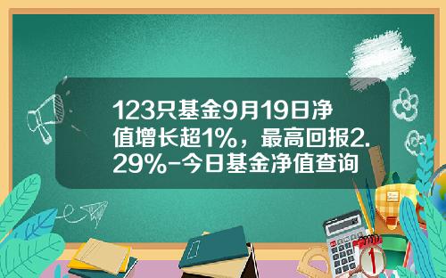 123只基金9月19日净值增长超1%，最高回报2.29%-今日基金净值查询