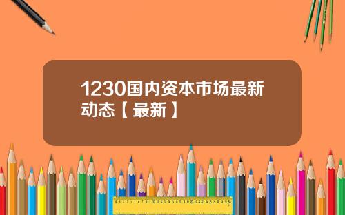 1230国内资本市场最新动态【最新】