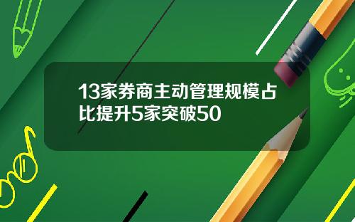 13家券商主动管理规模占比提升5家突破50