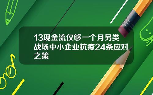 13现金流仅够一个月另类战场中小企业抗疫24条应对之策