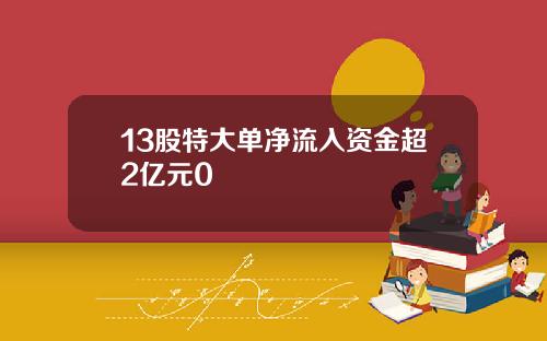 13股特大单净流入资金超2亿元0