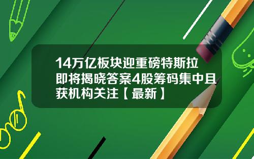 14万亿板块迎重磅特斯拉即将揭晓答案4股筹码集中且获机构关注【最新】