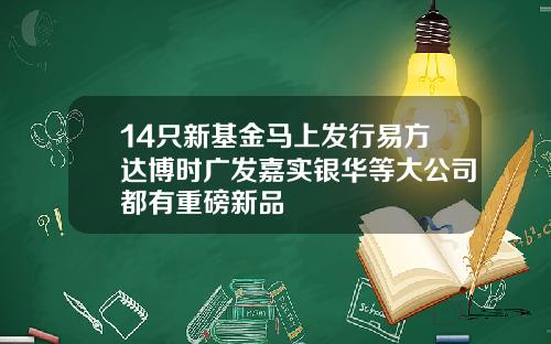 14只新基金马上发行易方达博时广发嘉实银华等大公司都有重磅新品