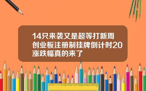 14只来袭又是超等打新周创业板注册制挂牌倒计时20涨跌幅真的来了