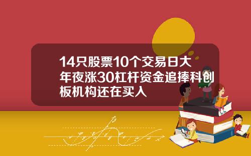 14只股票10个交易日大年夜涨30杠杆资金追捧科创板机构还在买入