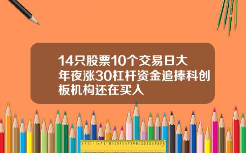 14只股票10个交易日大年夜涨30杠杆资金追捧科创板机构还在买入