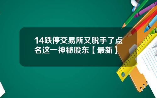 14跌停交易所又脱手了点名这一神秘股东【最新】