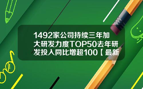1492家公司持续三年加大研发力度TOP50去年研发投入同比增超100【最新】