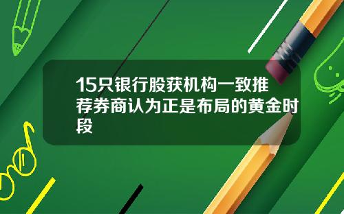 15只银行股获机构一致推荐券商认为正是布局的黄金时段