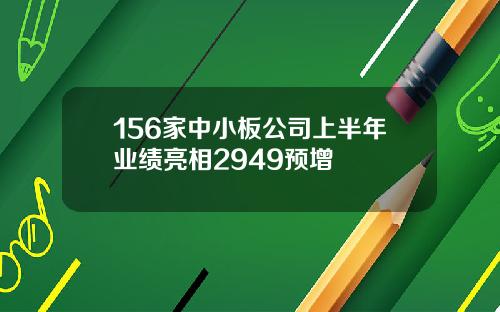 156家中小板公司上半年业绩亮相2949预增