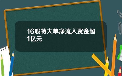 16股特大单净流入资金超1亿元