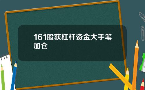 161股获杠杆资金大手笔加仓