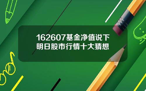 162607基金净值说下明日股市行情十大猜想