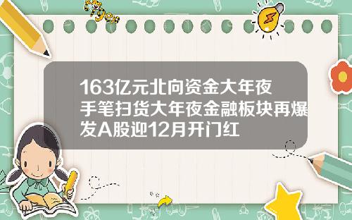 163亿元北向资金大年夜手笔扫货大年夜金融板块再爆发A股迎12月开门红